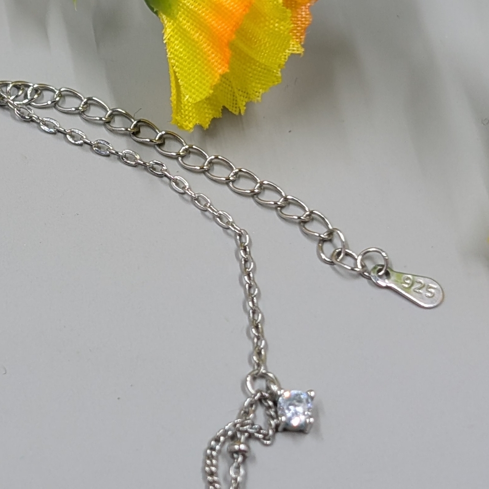 925 Sterling Silver Vintage Double Strand Crystal Bracelet - Picture 3 of 4